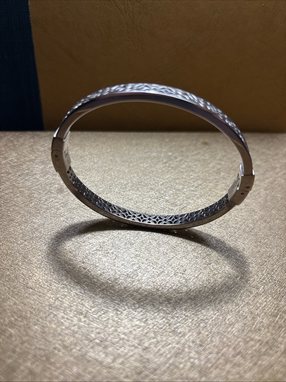 Fossil Silver Filigree Hinged Bangle Bracelet